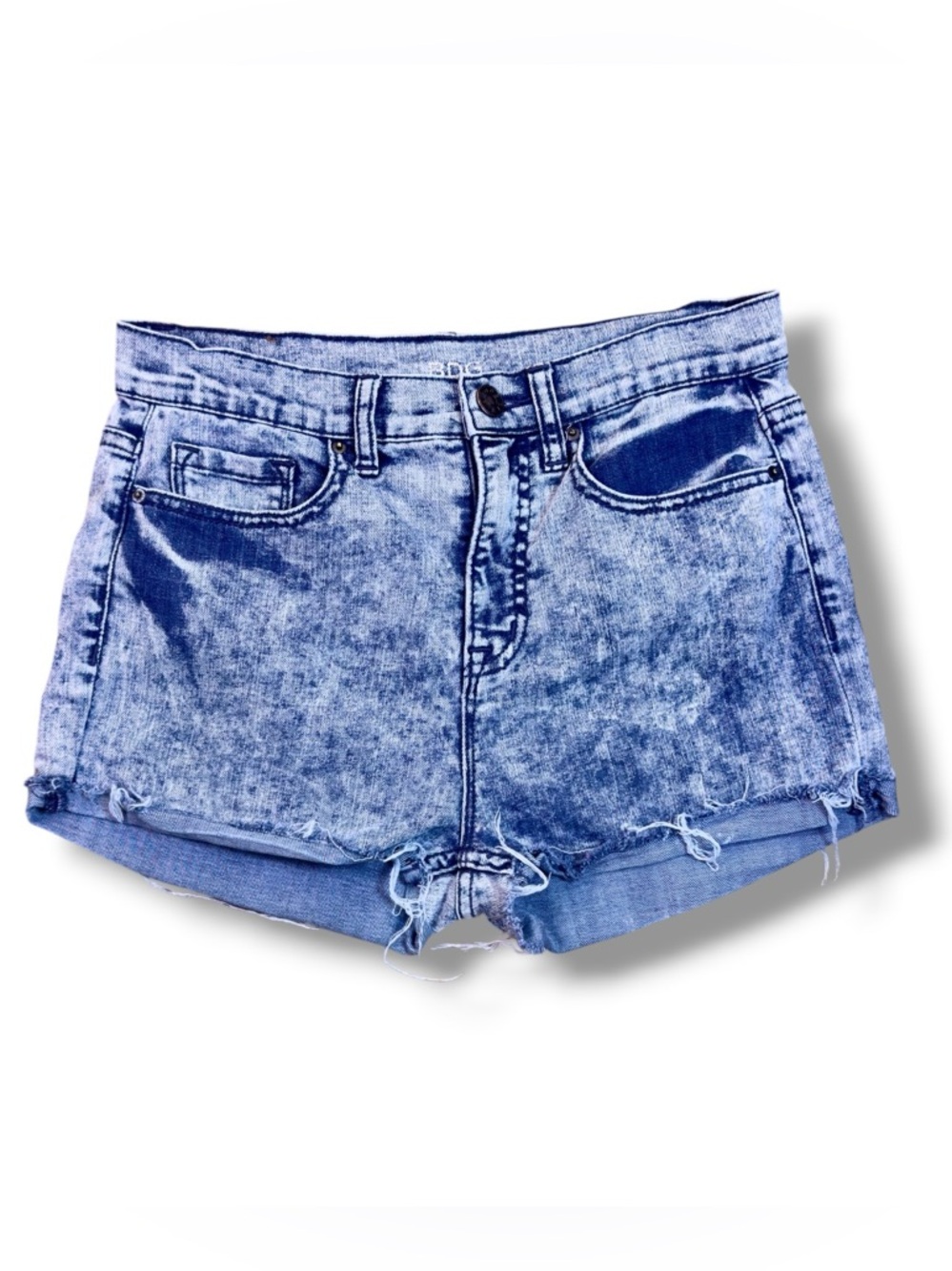 Urban Outfitters BDG Acid-Wash High-Rise Jean Shorts - Light Blue